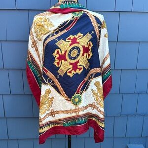 Vintage silk Elegant Red and Gold Scarf equestrian